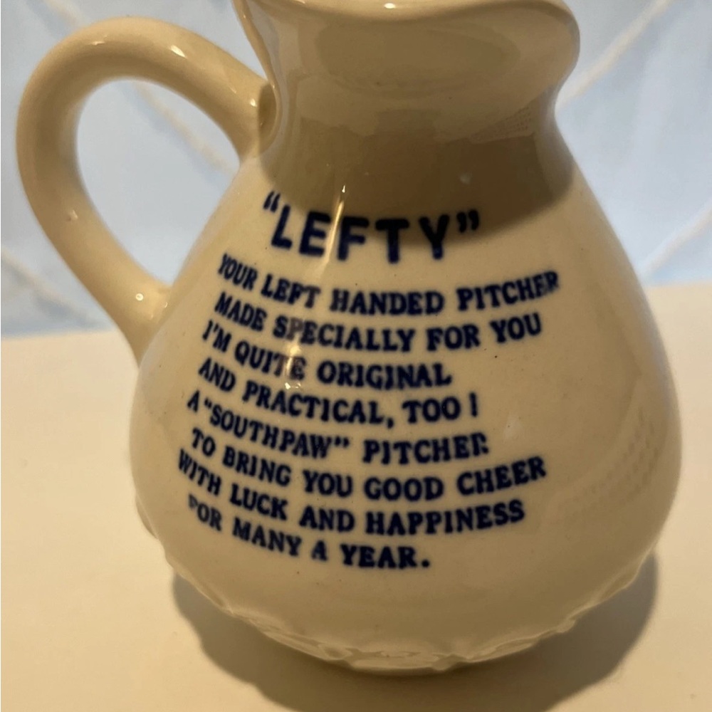 Vintage "LEFTY" Blue & White Floral Transferware 5oz. Novelty Creamers